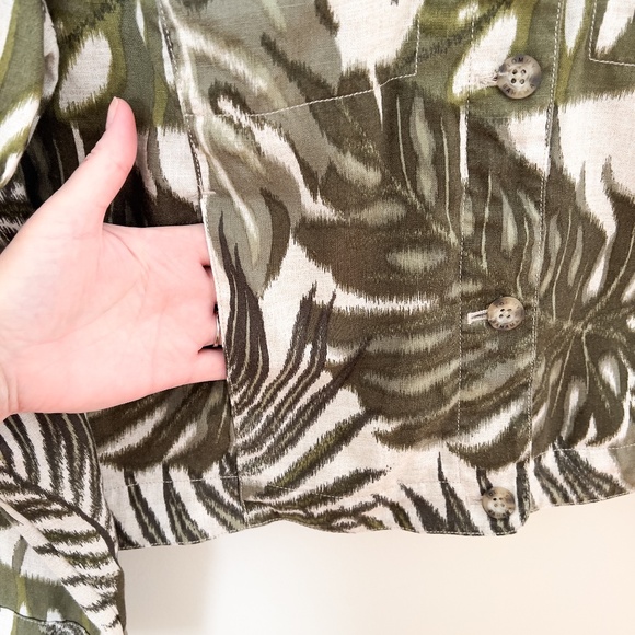 Tommy Bahama Safari Bliss Jacket Green Linen Monstera Palm Leaf Print Size Large - Picture 3 of 12